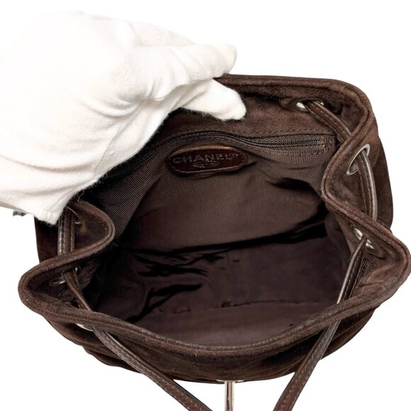 CHANEL Vintage CC Mark Logo Turn Lock Backpack Stitch Brown Silver [106334] - Picture 10 of 12